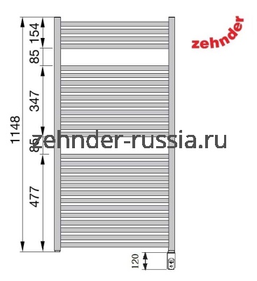 Полотенцесушитель электрический Zehnder Toga TEC-120-050 Хром