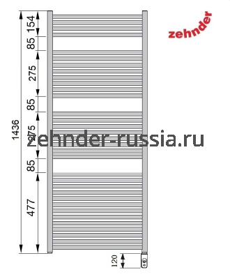 Полотенцесушитель электрический Zehnder Toga TE-150-050 Белый