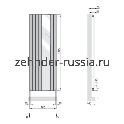 Вертикальный дизайн-радиатор Nova Mirror NVM 180-6 RAL 9016