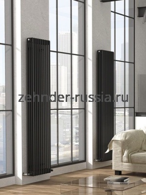 Вертикальный радиатор Zehnder 3180 / 10 V002 TL / прозрачный лак нижнее подключение с термовентилем